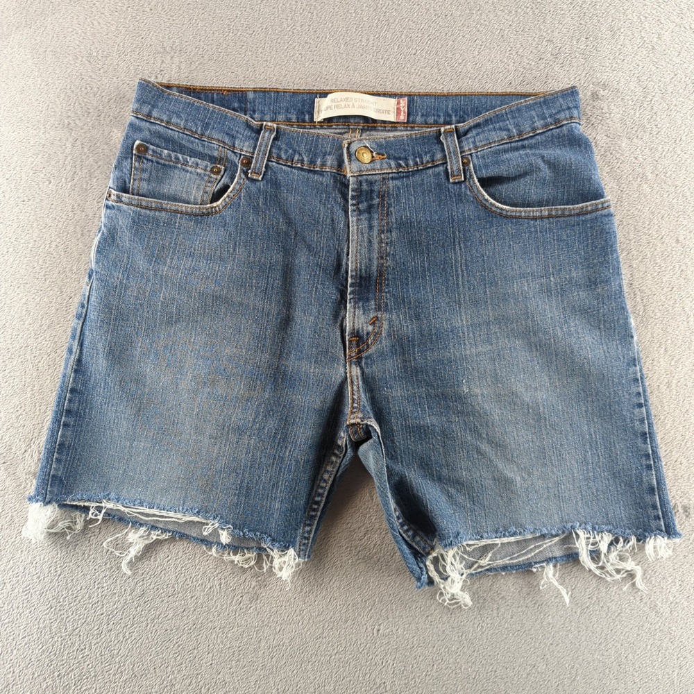 Vintage Y2K Levis Jean Shorts 34 (Fits 32) Blue Faded Cut Off Skater Relaxed
